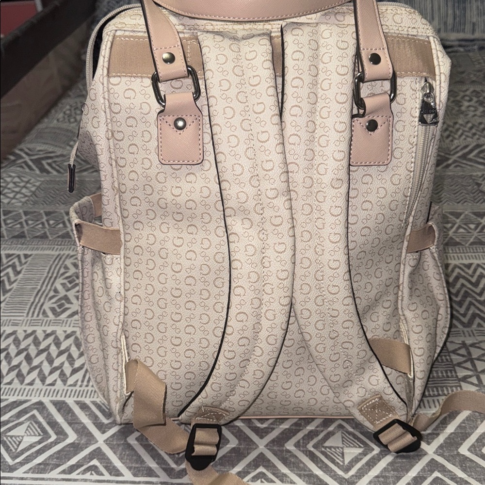 GUESS Tan Monogram Backpack - Picture 3 of 6